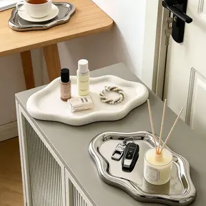New Nordic Style Jewelry Tray, Irregular PP Material, Mini Elegant Design, Silver Color &, Perfect for Vanity/bedside, Anti-Loss Organizer, Beauty Organizer