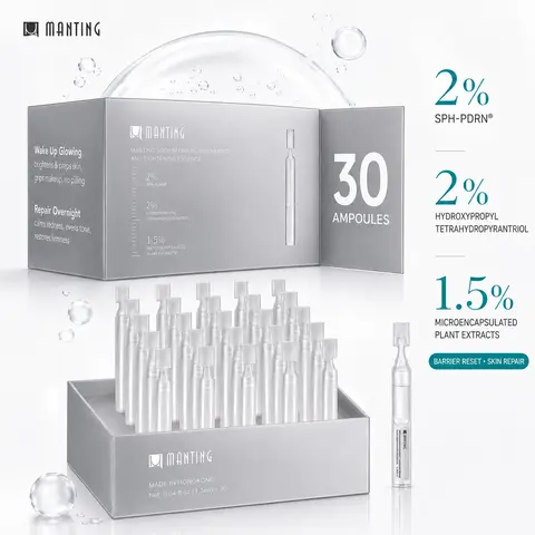 [NEW] MANTING 2% PDRN Ampoule Serum, Single-Dose Salmon DNA Face Serum with SPH-PDRN Technology, Hydrating Glow & Skin Barrier Care for Smooth, Plump-Looking Skin, 5/30 Pack