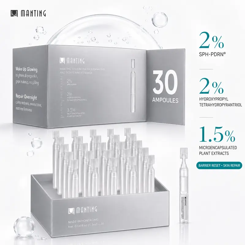[NEW] MANTING 2% PDRN Ampoule Serum, Single-Dose Salmon DNA Face Serum with SPH-PDRN Technology, Hydrating Glow & Skin Barrier Care for Smooth, Plump-Looking Skin, 5/30 Pack