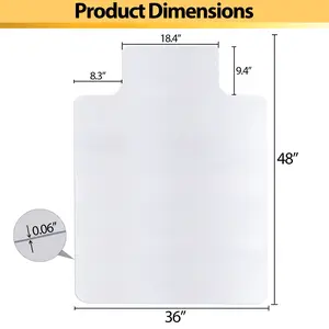 ZENY 36"x 48" Clear Mat Office Chair Mat Under Desk Mat with Lip for Hardwood Floors, Home Offices & Studios