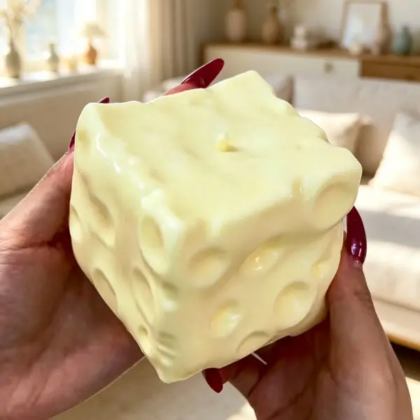 Super Cheese Squishy Big Giant Large Cube Block  Squeeze Toy squeezable Stress Relief  Sensory / Fidget Novelty Toy and Gift for Adults