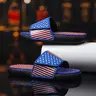 Quick Surf Men's Summer Fashion Open-Toe National Flag Pattern Sports Slides - Anti-Slip, Wear-Resistant Thick Sole, Shoe, Footwear, Anti-Slip Men's Fashion Slippers