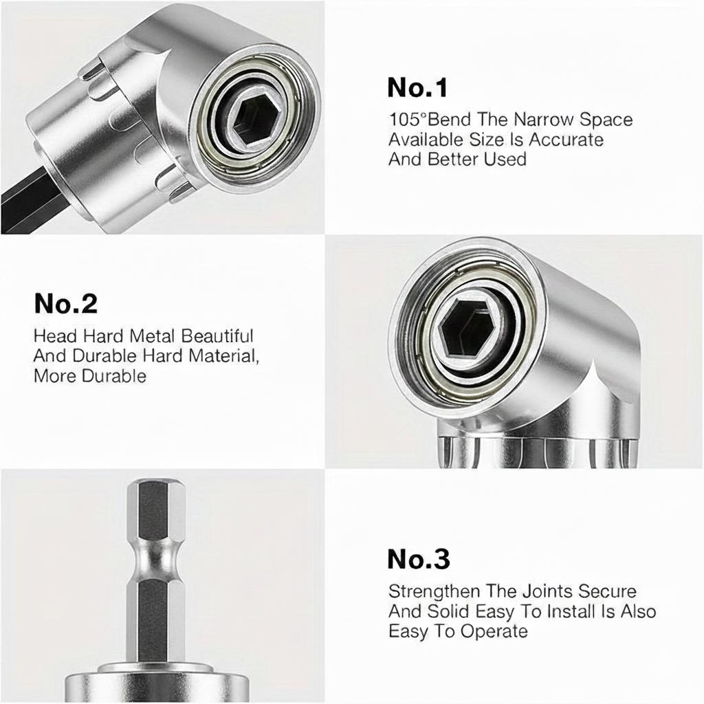 Right-Angle Drill Bit Accessory Set(3pcs) with Multi-function Bend Screwdriver Bit Include 2Pcs  105° Right Angle Drill Attachment 10 Short Screwdriver Bits Screwdriver Bit Kit  Suitable for Narrow Spaces Bits for Heavy-Duty Tool Kit angle drill adapter