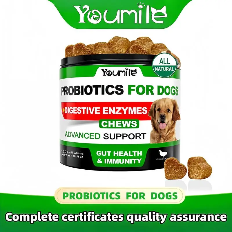 Youmile Dog Probiotic Chews - Vet-Reviewed Canine Nutritional Supplement with Premium-Quality Ingredients, Seasonal Allergies Support, Gut Health & Digestive Relief