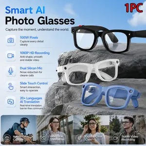 S2Intelligent AI camera glasses, 8 million pixels, 1200P recording, AI object recognition, making and receiving calls, AI translation, music control, GPT chat connection, dual microphones for noise reduction, sliding touch, over 20 languages, three lenses