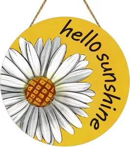 Summer Decorations for Home Daisy Summer Door Decor Hello Sunshine Door Sign Daisy Wreaths for Front Door Wooden Front Door Hanger Hanging Sign for Office Porch Wall Indoor Home Decor