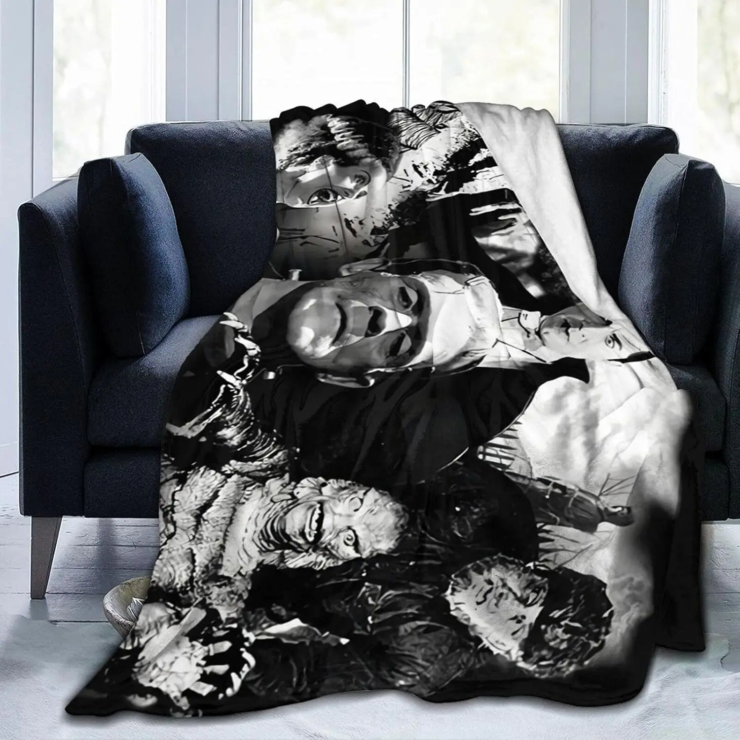 FJTP Horror Blanket Halloween Blanket Throw Blankets Ultra Soft Flannel Lightweight Throws for Couch, Bed, Sofa Bedroom Plush Fuzzy Flannel Microfiber