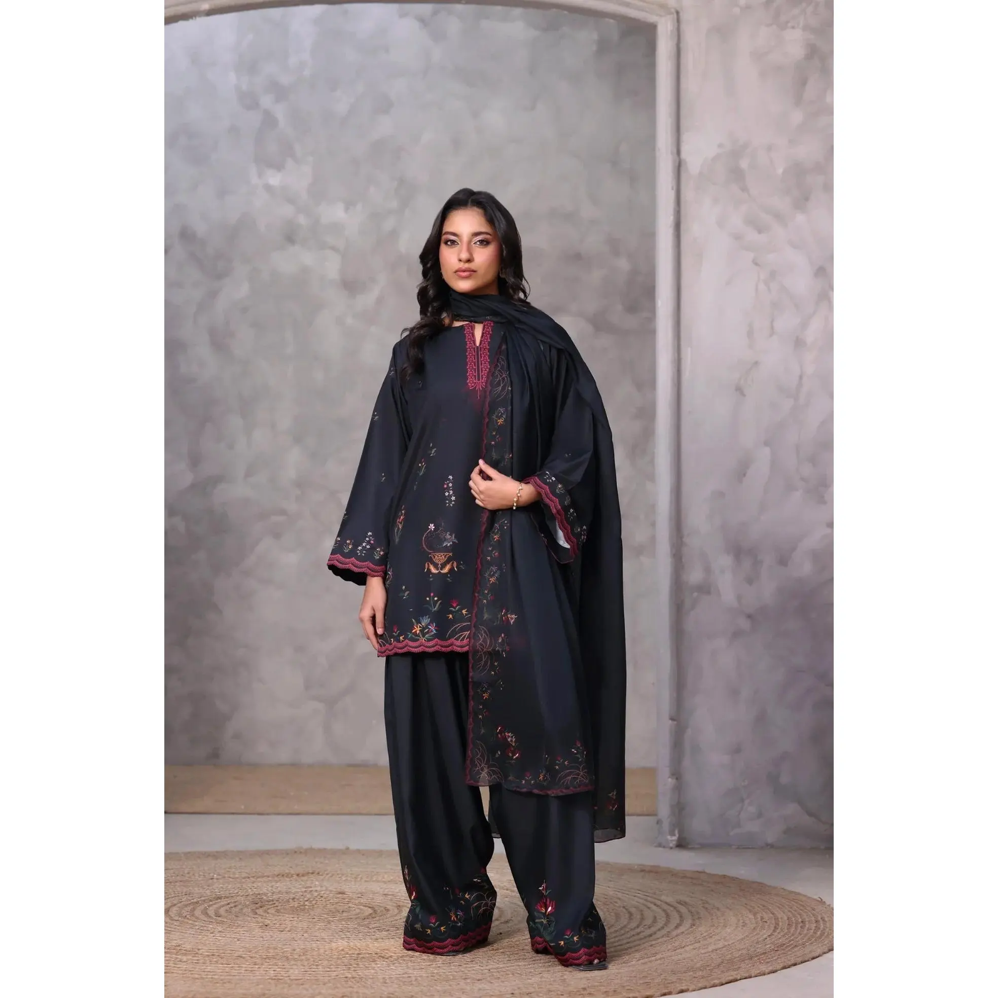 Ak by Amna Khan -  Saffron Three Piece Cambric