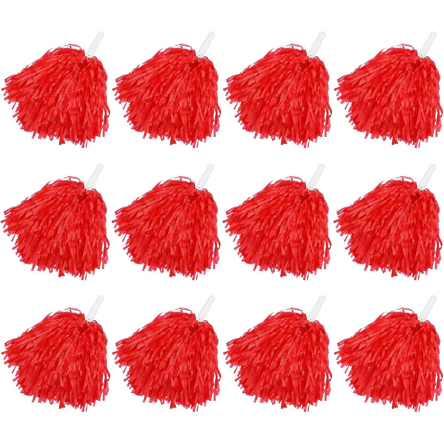 12-Pack Soft Cheer Poms with Handles, Spirit Shakers for Dance Squads and Pep Rallies, 25 cm Length, Cheerleading Pom Poms, Plastic