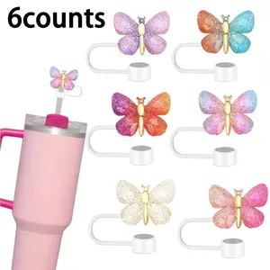 Butterfly Design Straw Cap, Reusable Dustproof Straw Cover, Drinkware Accessories for 10mm Caliber Straw, Drinkware Accessories, Straw Spout Lid