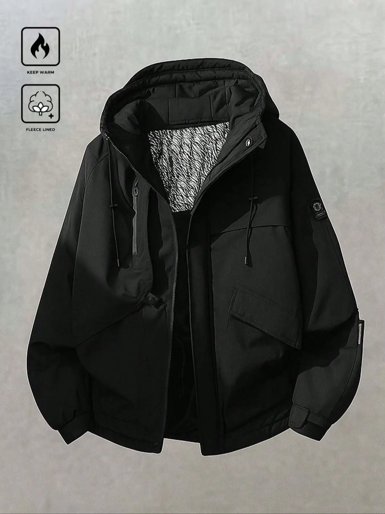 Men's Fall Winter Outdoor Thickened Hooded Fitted Jacket Coats, Casual Sporty Sports Fashion Outerwear, One Piece, Comfortable and Stylish Menswear