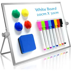 Dry Erase White Board, 8" X 12" Small Whiteboard with Stand, Mini Whiteboard A4  Desktop Board & Portable Double-Sided White Board Easel for  Drawing in School &