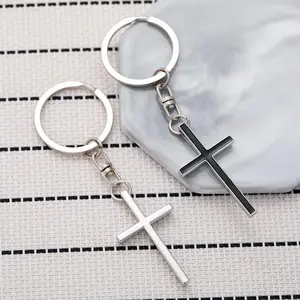 New Couple Cross Keychain Metal Keychain Simple Creative Pendant Car Backpack Charm