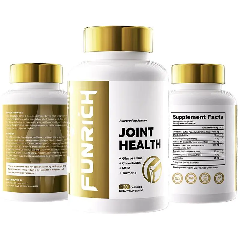 FUNRICH Joint Health Supplement for Women & Men with Glucosamine, Chondroitin, MSM & Turmeric - 120 Capsules