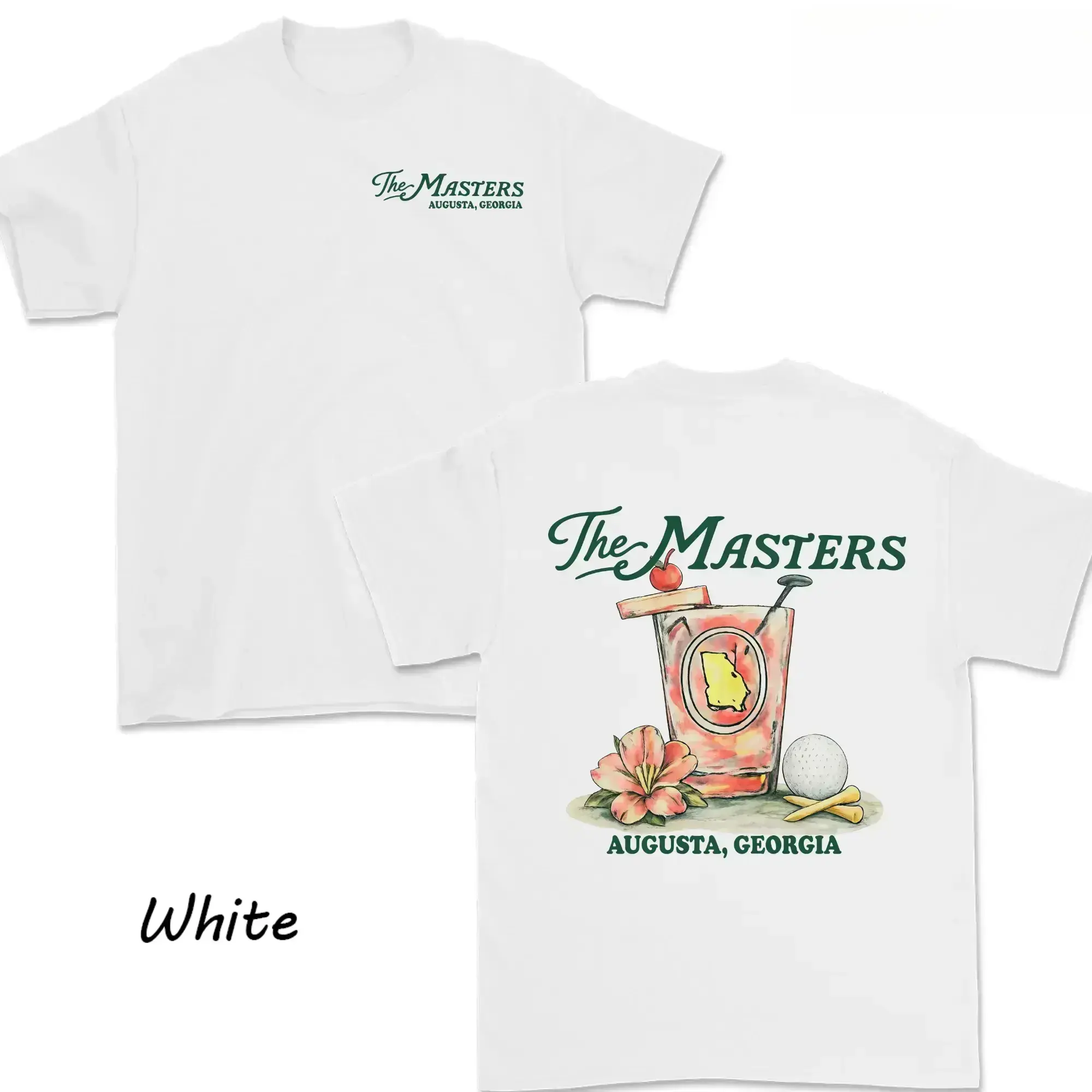 Unisex The Masters Augusta Georgia Golf Casual Short-sleeve Round Neck Shirt - Golf Cocktail Graphic, Souvenir Tee, Tournament Keepsake Gift, Multi-size Sports Top Clothes