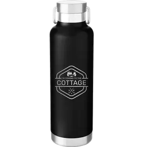 Personalized I'm Coming to the Cottage (Trees) 24 oz Water Bottle | Black