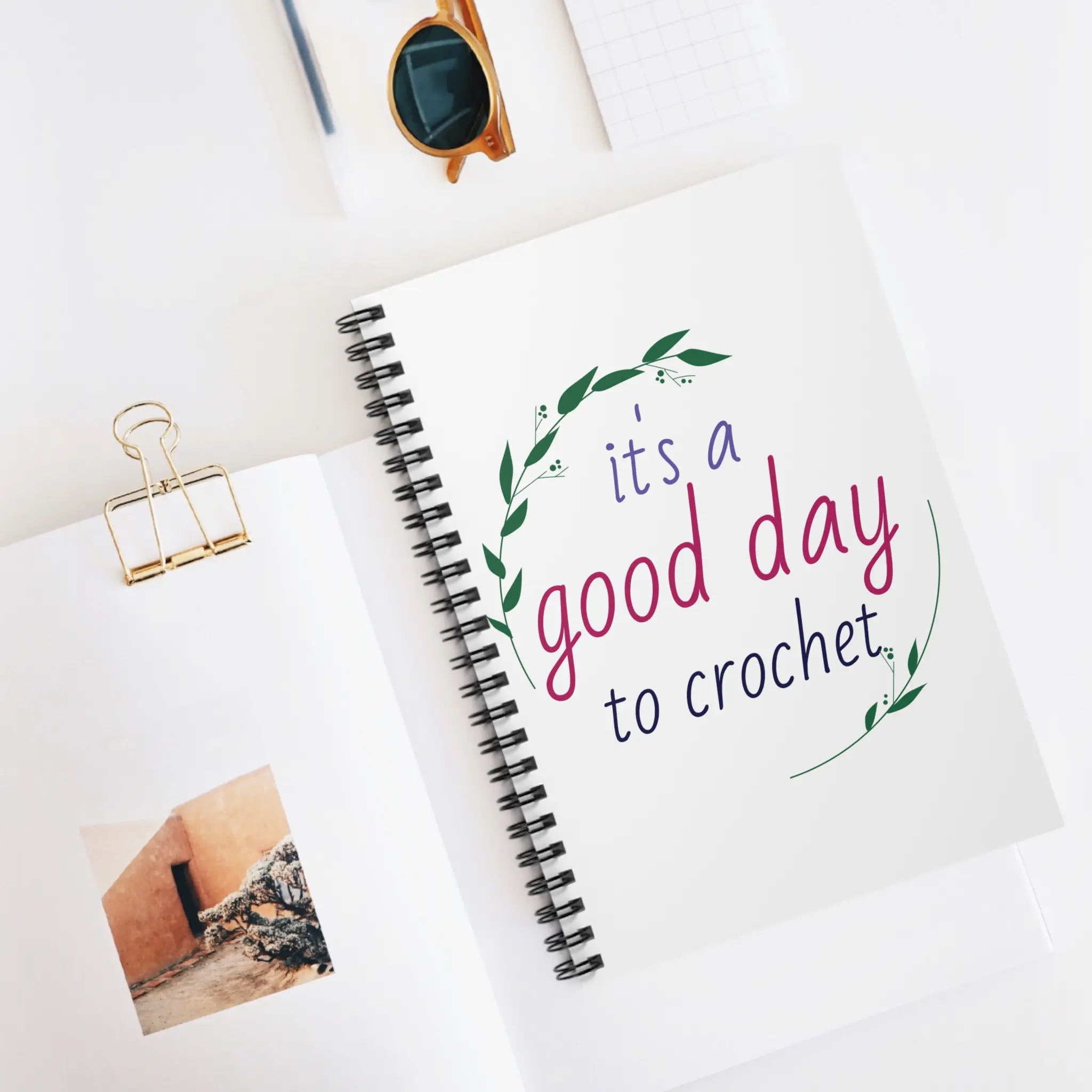 Crocheter's Notebook - Ruled Line, Fiber Art Journal, Crafters Notebook, Spiral Bound Journal, It's a Good Day to Crochet Gift