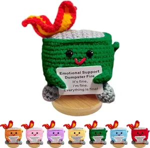 Crochet Dumpster Fire Toy, 1 Count Emotional Support Dumpster Fire Plush Toy, Handmade Emotional Support Crochet Gift Desk Decor
