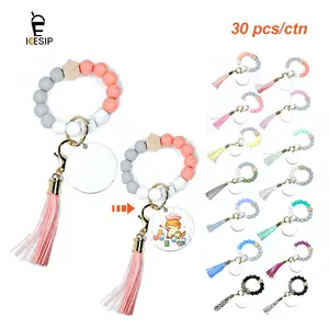 Icesip Sublimation Key Chain Charm Keychains KeyChain Pendant sublimation black bracelet with mixed colors 30pcs/carton, Custom Gifts for Corporate Events, Sports & Weddings & Vday &Esater