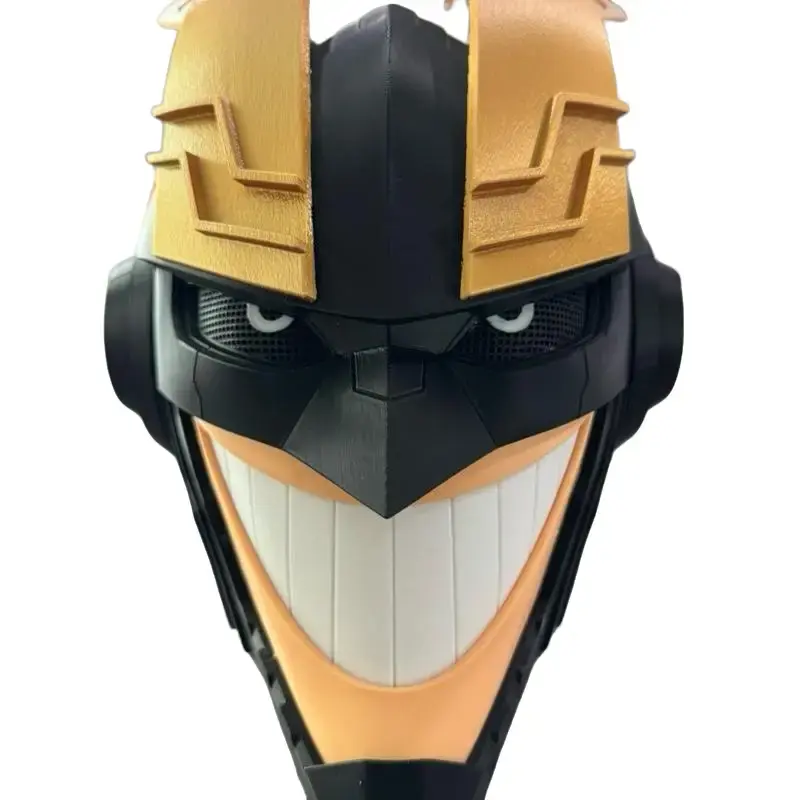 All Might from My Hero Academia - Character Mask  with Black and Gold Design, Features White Mouth and Black Eyes