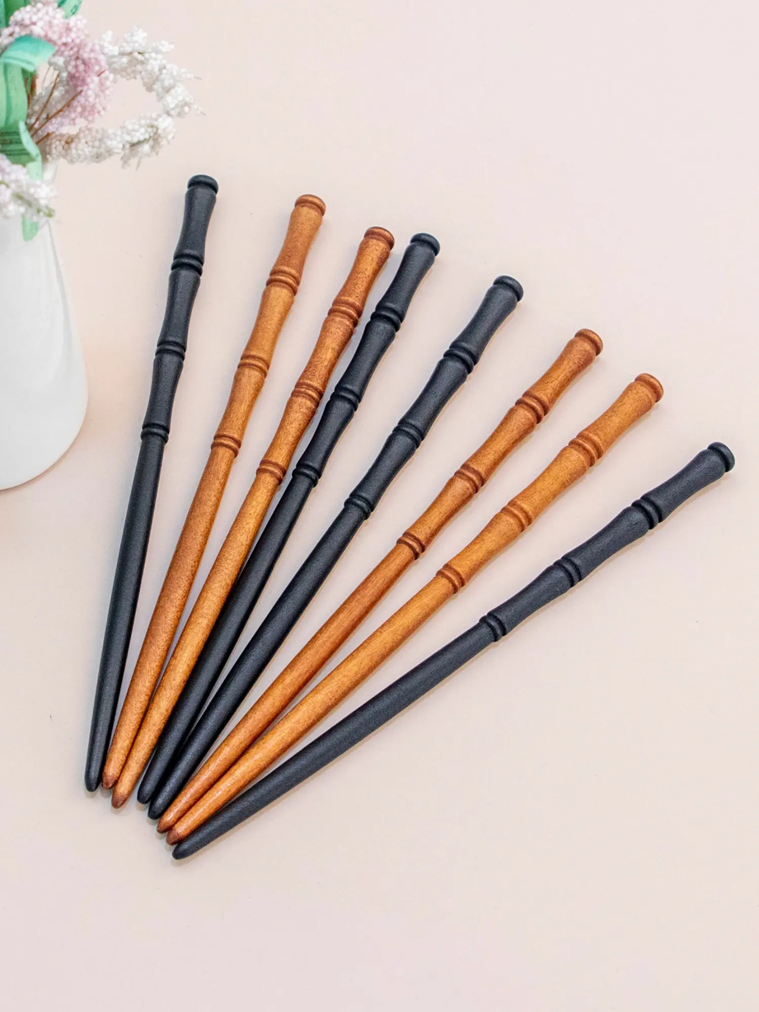 Set of 4 Wooden Hairpins, Classic Bamboo Hair Accessories From China, Handcrafted Clips for Eternal & Modern Styles