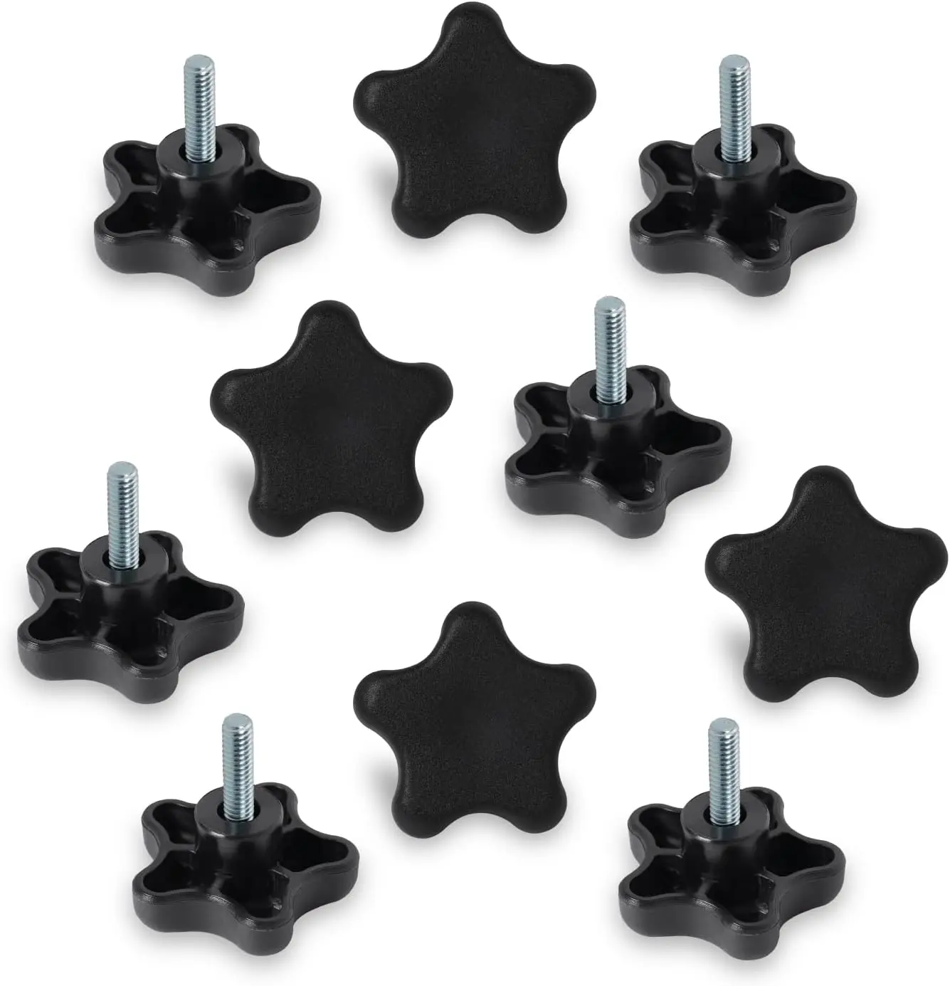 10 Pack 5/16"-18 5 Star Knobs with 1" Thrded Stud, Thumb Screw Knobs with bolts for Lawn Mower, Umbrella Ba, Woodworking Tools & Jigs, Clamps (QNB3007-P2)