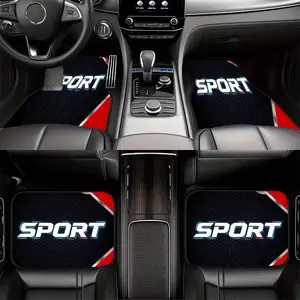 4pcs Universal Car Floor Mats, Sport Design, Thickened Print, Non-Slip Base, Fits Most Cars, Tesla, Suvs, Elegant Interior Decor, Gift Idea