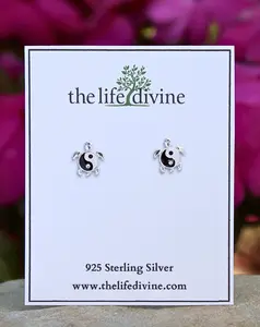 Yin Yang Turtle Earrings - 925 Sterling Silver, Elegant Design, Perfect for Any Occasion