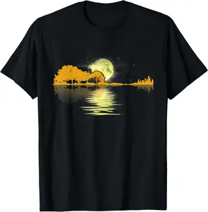 100% cotton Unisex Guitar Lake Shadow Love Guitar Musician T-Shirt