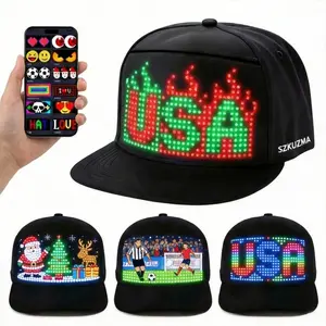 SZKUZMA App-Controlled Programmable LED Snapback Hat Custom Scrolling Text & Pixel Art for Festivals Parties USB Rechargeable Battery Adjustable Fit
