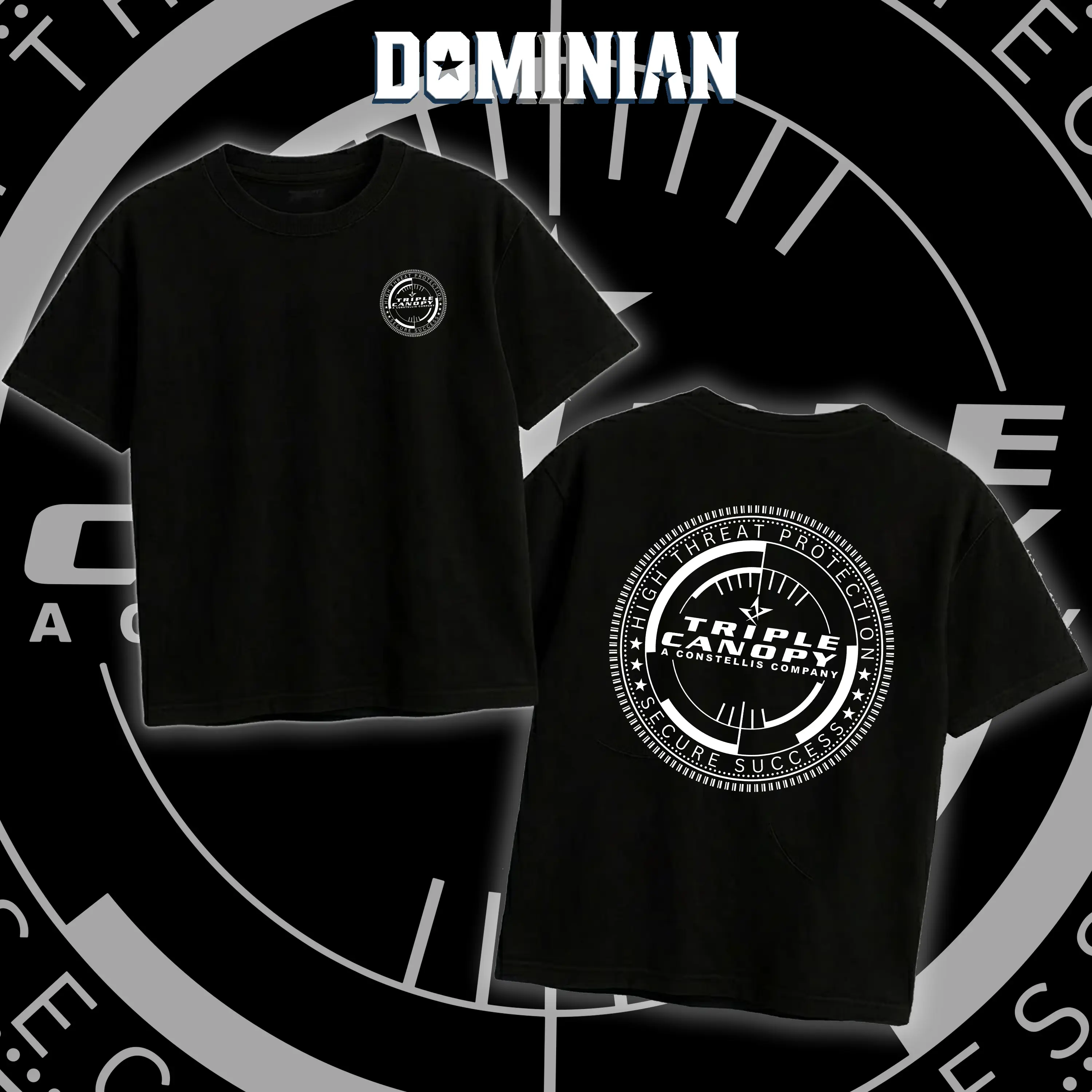 DOMINIAN Triple Canopy Security T Shirt/Hoodie Men's Retro Tactical Triple Canopy Logo Graphic Tee Outdoor Sports Apparel Gift Men