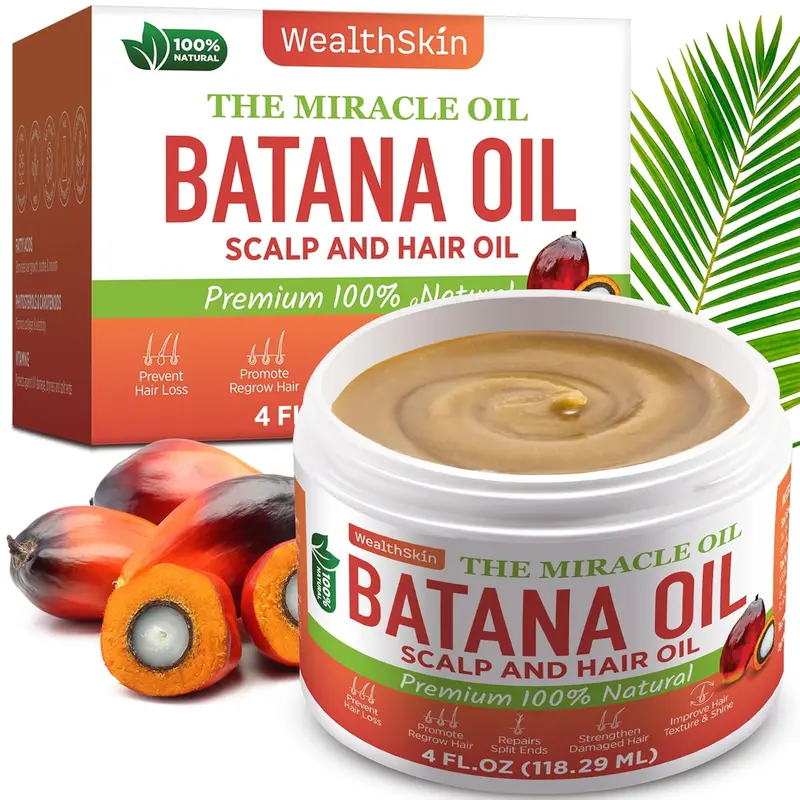 Wealthskin Batana Oil From Honduras Repairs Damaged Hair, Dr. Sebi Reduces Hair Loss, And Nourishes Scalp. 100% Pure, Ideal As Hair Mask Or Scalp Oil