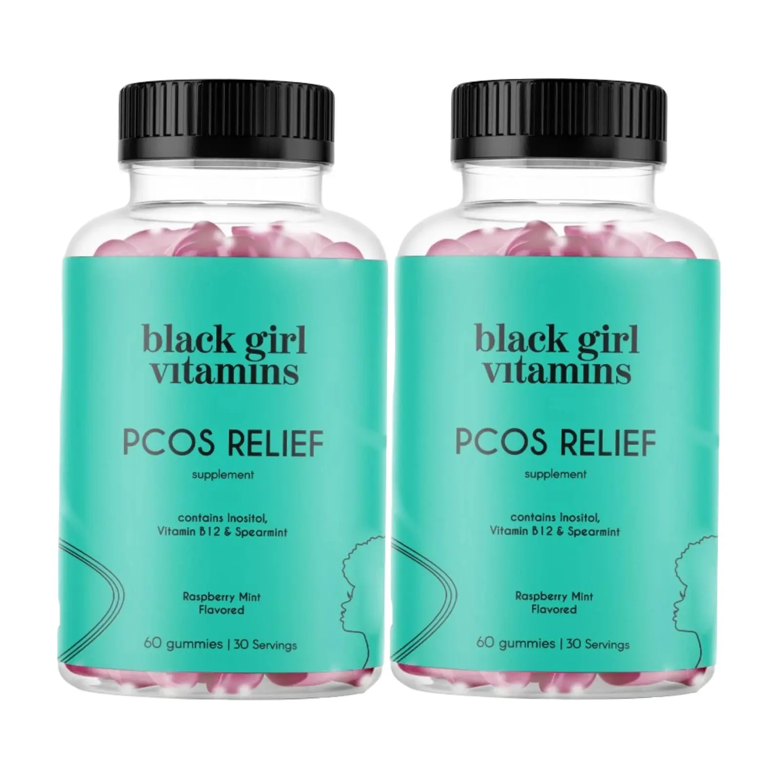Women's PCOS Relief 2-Pack Black Girl Chews Vitamins Supplements - Cycle Support, Daily Supplemental Nutrition Support, 120 Gummies Healthcare Dietary Fitness Aid
