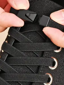 1pair Elastic No Tie Shoelaces With Switch Buckle, White Color, Suitable For Sneakers, Training Shoes And Casual Shoes,White Shoes,Basketball Shoes, Winter Gift Ideas
