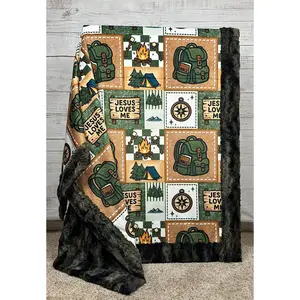 Jesus Loves Me on Camo Luxe Large 55x79 Minky Blanket