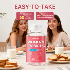 Nature's Gate Women's Probiotic Gummies, 60 Count, Pineapple Flavor, Dietary Supplement for Digestive & Gut Support