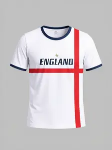 Men's England Flag Football Jersey, Breathable Sports T-Shirt, Cross Design, Lightweight Soccer Shirt, Training, Match, Casual Wear