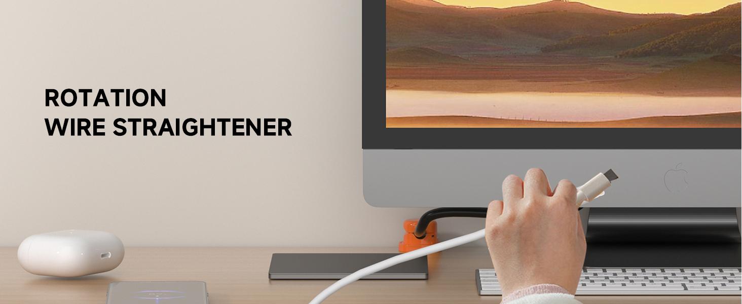 6 Pack Rotatable Spring Cord Organizer, [1s Lock] Cable Management Clips for Desk & Nightstand usb power