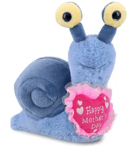 DOLLIBU Plush Heart Stuffed Toy - 5.5 in Small Super-Soft Polyester Toy, Embroidered Heart, Blue Snail Design, Mothers Day Gift
