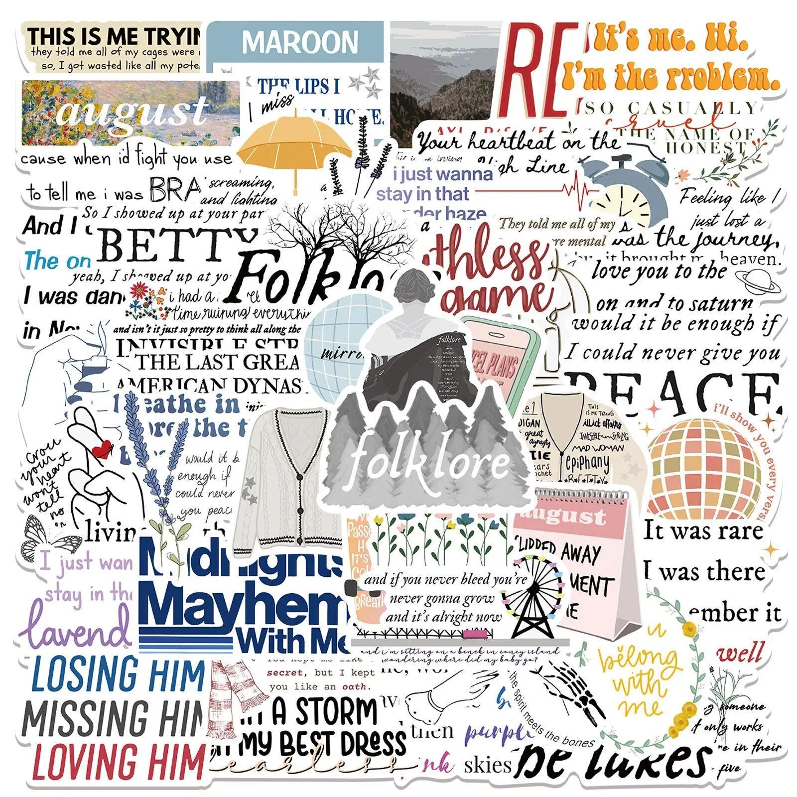 Letter Pattern Graffiti Sticker, 50pcs Creative Self-adhesive Decorative Decals, DIY Stickers for Water Bottle, Laptop, Phone Case, Scrapbooking, Jour