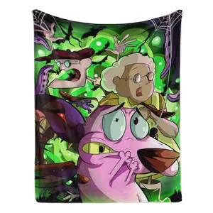 Courage the Cowardy Dog Fuzzy Flannel Throw Blanket for Couch Bed Sofa Bedroom,Travel Lightweight Cozy Home for Relaxing Super Soft