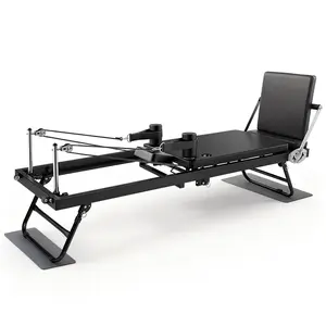 Foldable Pilates Reformer Machine 500 LBS Weight Capacity Tool Free Compact Design Home Gym Equipment Suitable Beginners Advanced Users