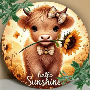 Whimsical Highland Cow and Sunflower Metal Wall Art for Home Decor and Thoughtful Gift Ideas