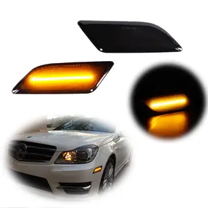 2pcs Smoked Front Amber Side Marker lamps LED Lights For 2012 2013 2014 Benz W204 250 C300 C350,Replace OEM 204 906 74 01 A2049067301