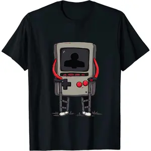 [100% Cotton] Retro Gaming Console T-Shirt With Playful Cartoon Design.