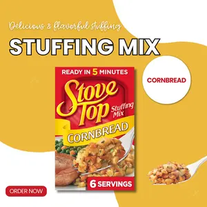 Stove Top Cornbread Stuffing Mix 6 oz Box, Soft Crumb Texture Side Dish with Mild Savory Flavor, Easy to Prepare for Family Meals and Holiday Table Settings