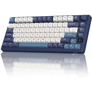 M75  Mechanical Keyboard w/Screen and Volume Knob, 2.4G/USB-C/BT Gasket Mounted 75% Gaming Keyboard with 81 , RGB Backlit Hot-Swap Creamy , Blue