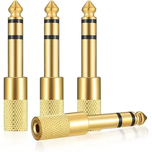 4 Pcs 6.35mm (1/4 inch) Male to 3.5mm (1/8 inch) Female Stereo Headphone Adapters, 3.5mm/1/8'' Female to 6.35mm/1/4'' Male Stereo Audio Adapter Jack Plug for Headphone, Gold Plate Connection Grip Cable Headset