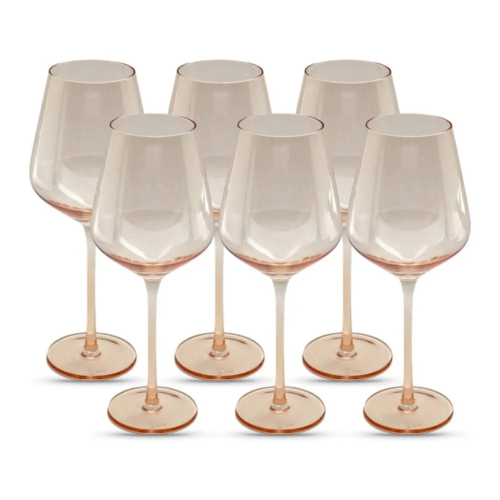 Set of 6 Light Peach Pantone Color Wine Glasses