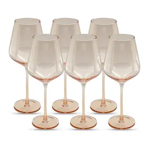 Set of 6 Light Peach Pantone Color Wine Glasses